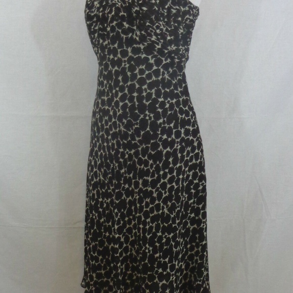 Ann Taylor Brown Ivory Animal Print Silk Dress 8 - Picture 4 of 6